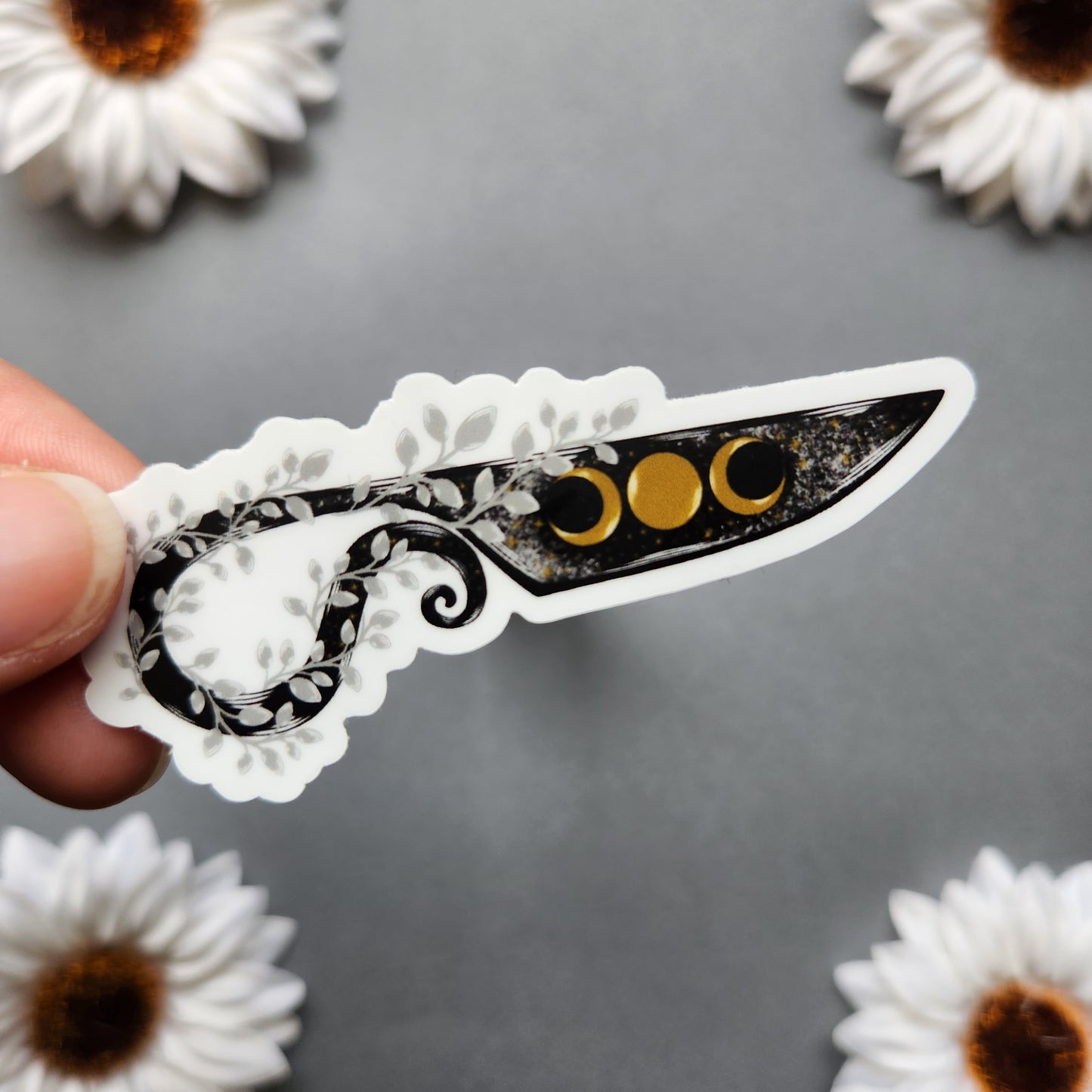 Triple Moon Dagger Matte 1.3x3-inch Sticker