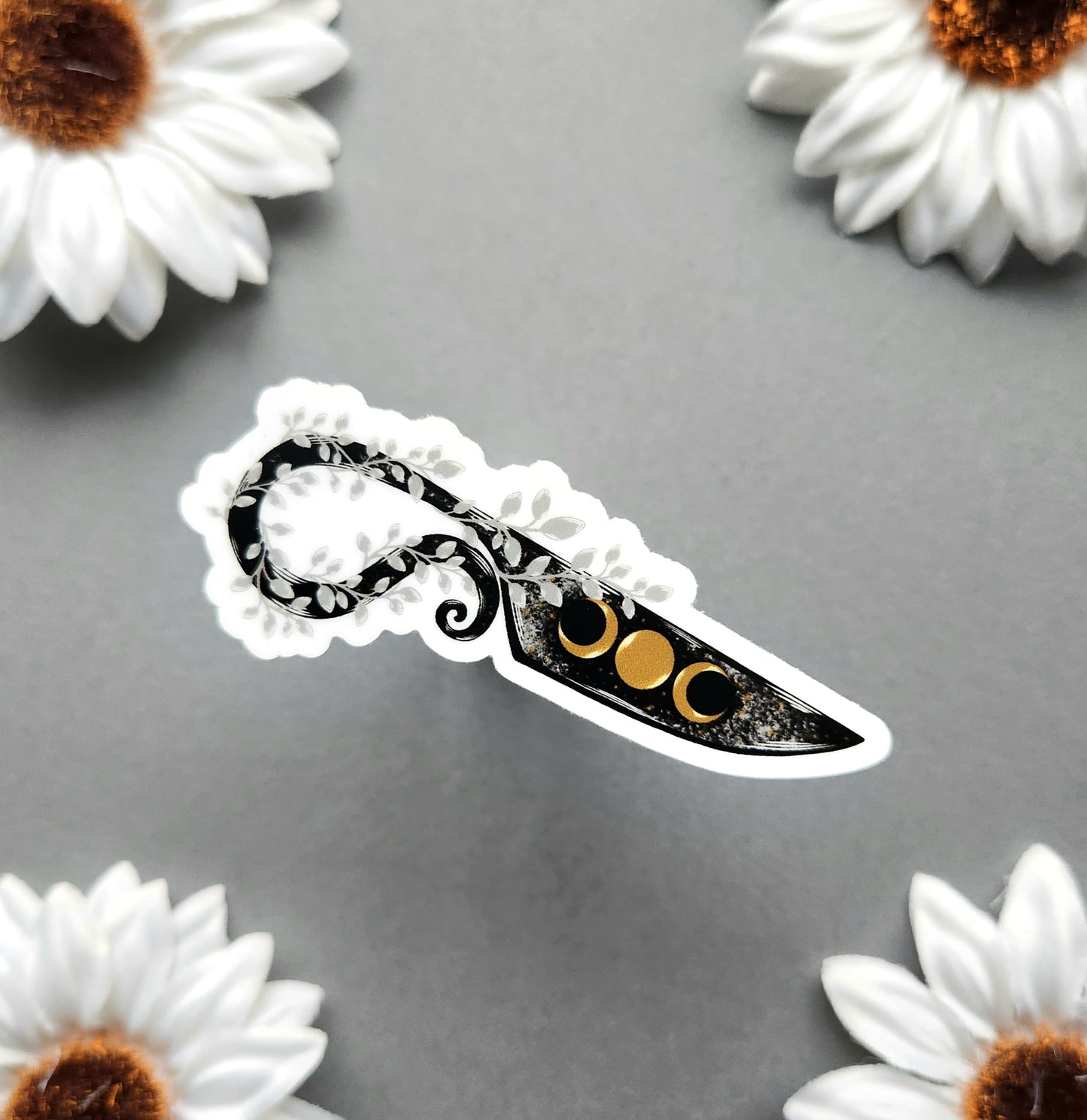 Triple Moon Dagger Matte 1.3x3-inch Sticker