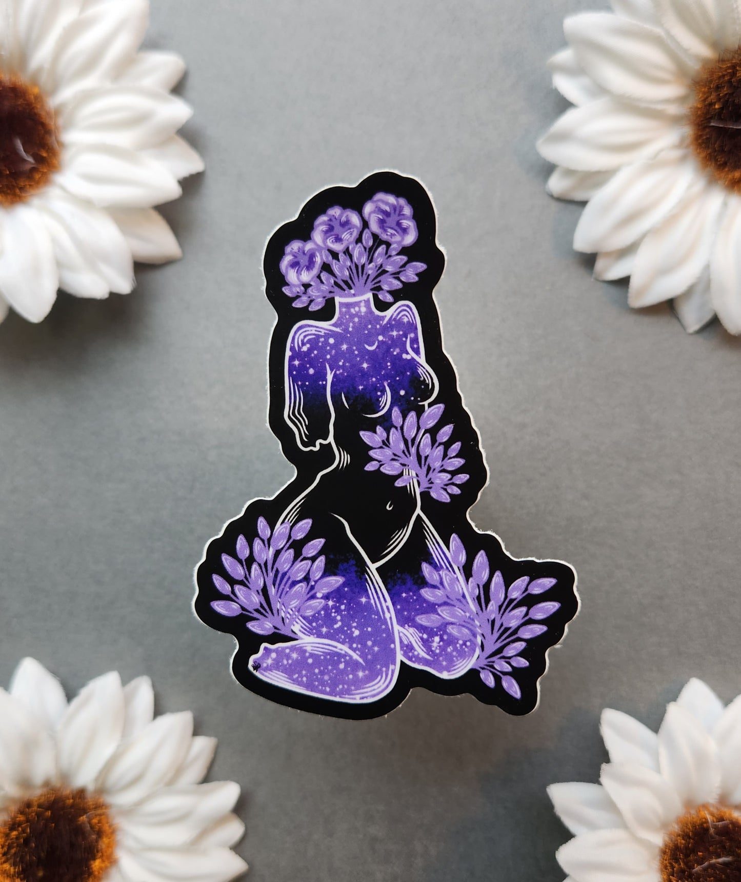 Purple Flower Bouquet Woman 2.2x3-inch Matte Sticker
