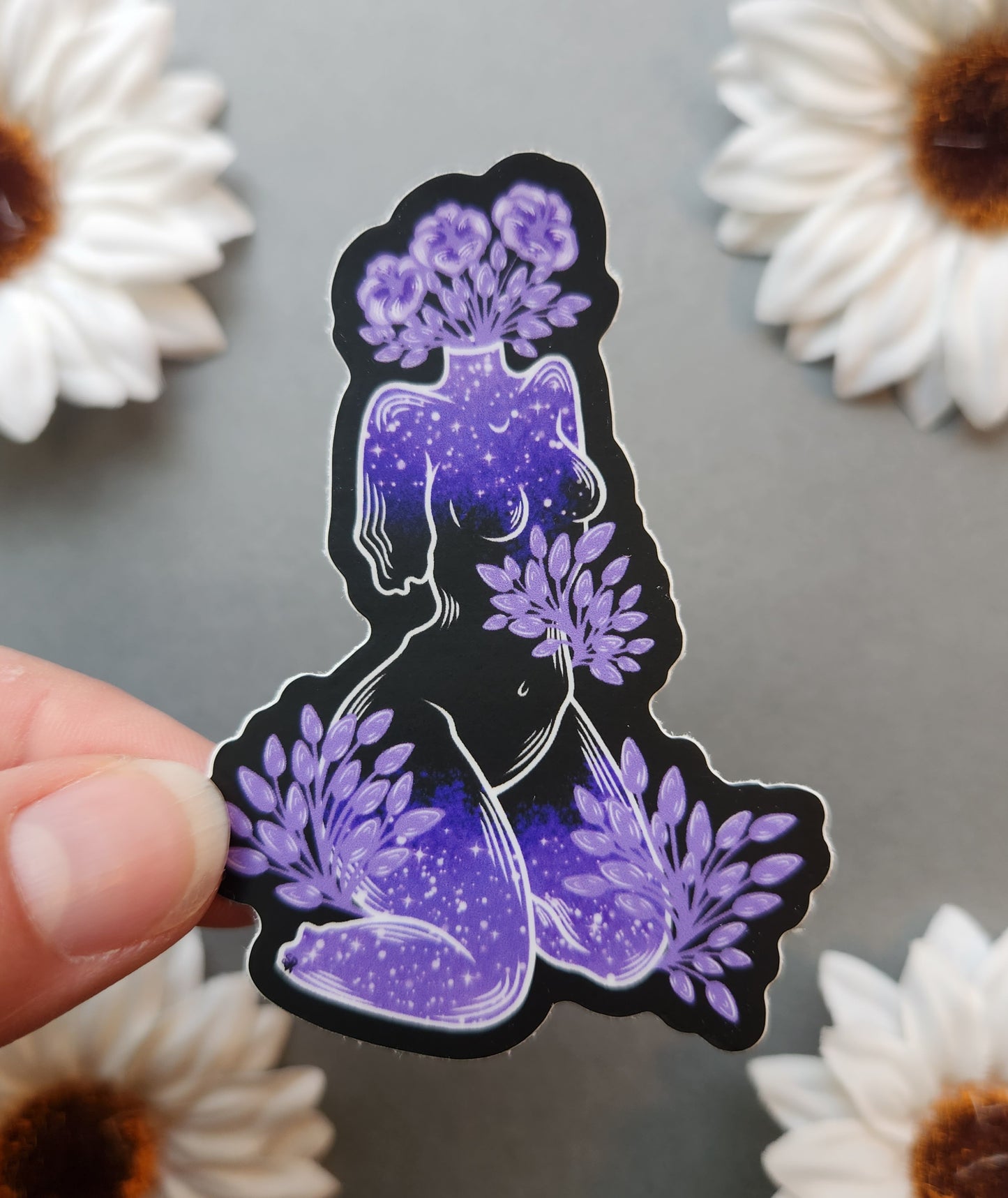 Purple Flower Bouquet Woman 2.2x3-inch Matte Sticker