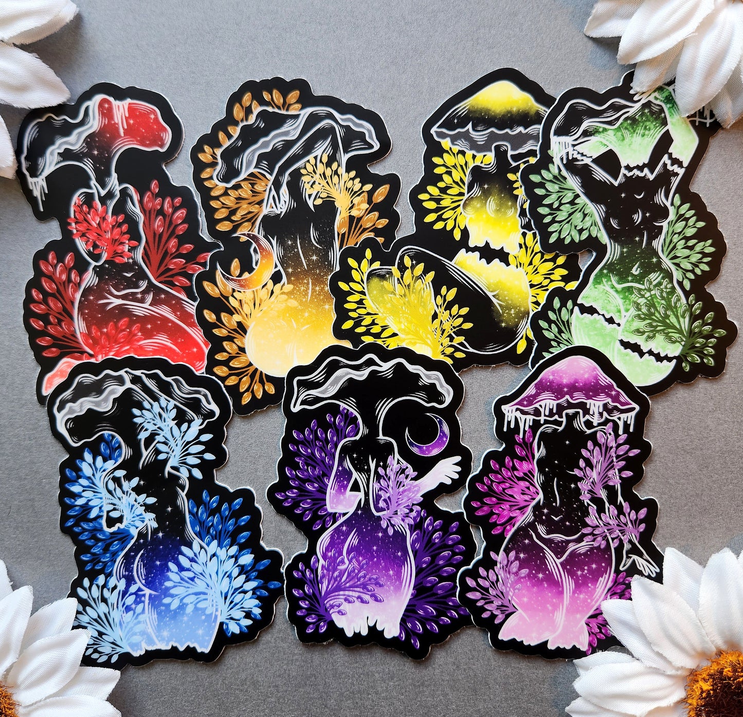 Rainbow Mushroom Woman Sticker Bundle