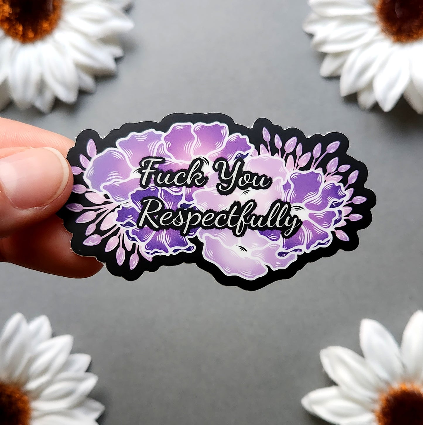 Purple & Pink Fuck You Respectfully Matte 3x1.7-inch Sticker