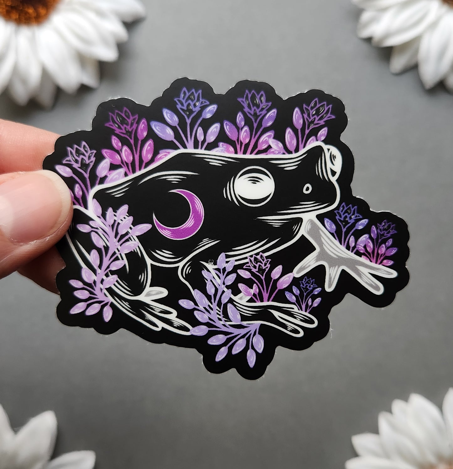 Purple Flower Frog 3x2.5-inch Matte Sticker / Join The Frog Cult!