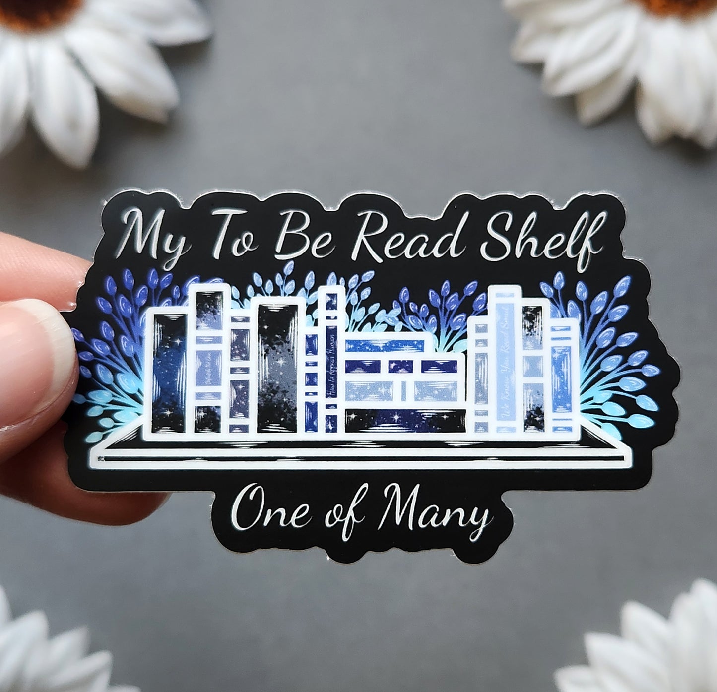 Blue To be Read Shelf one of Many Matte 3x1.8-inch Sticker