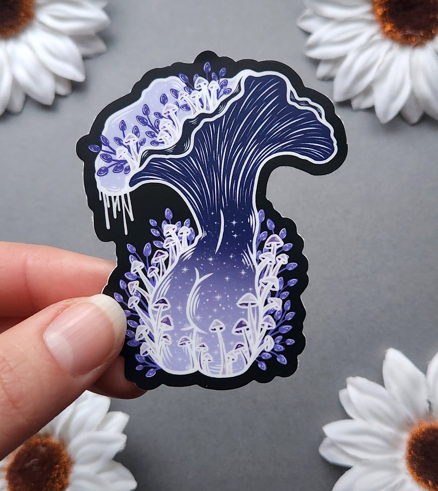Purple Oyster Mushroom Woman 2.4x3-inch Matte Sticker