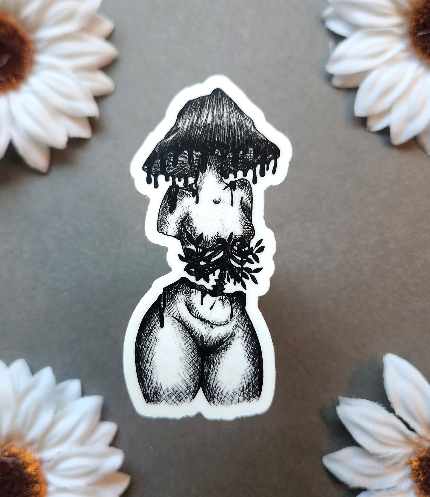 Ribcage Mushroom Woman Matte 1.6x3-inch Sticker