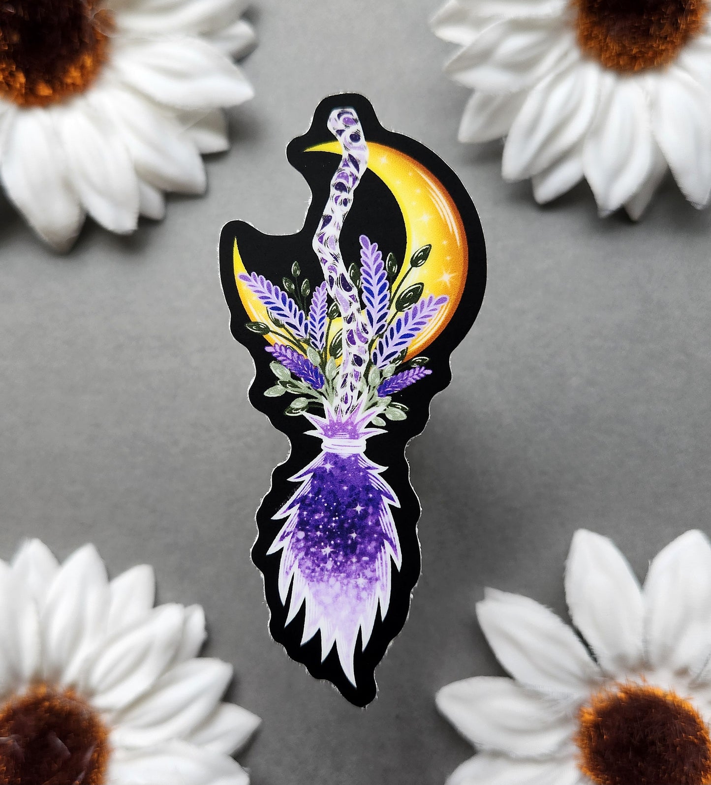Lavender Broomstick 1.3×3-Inch Matte Sticker
