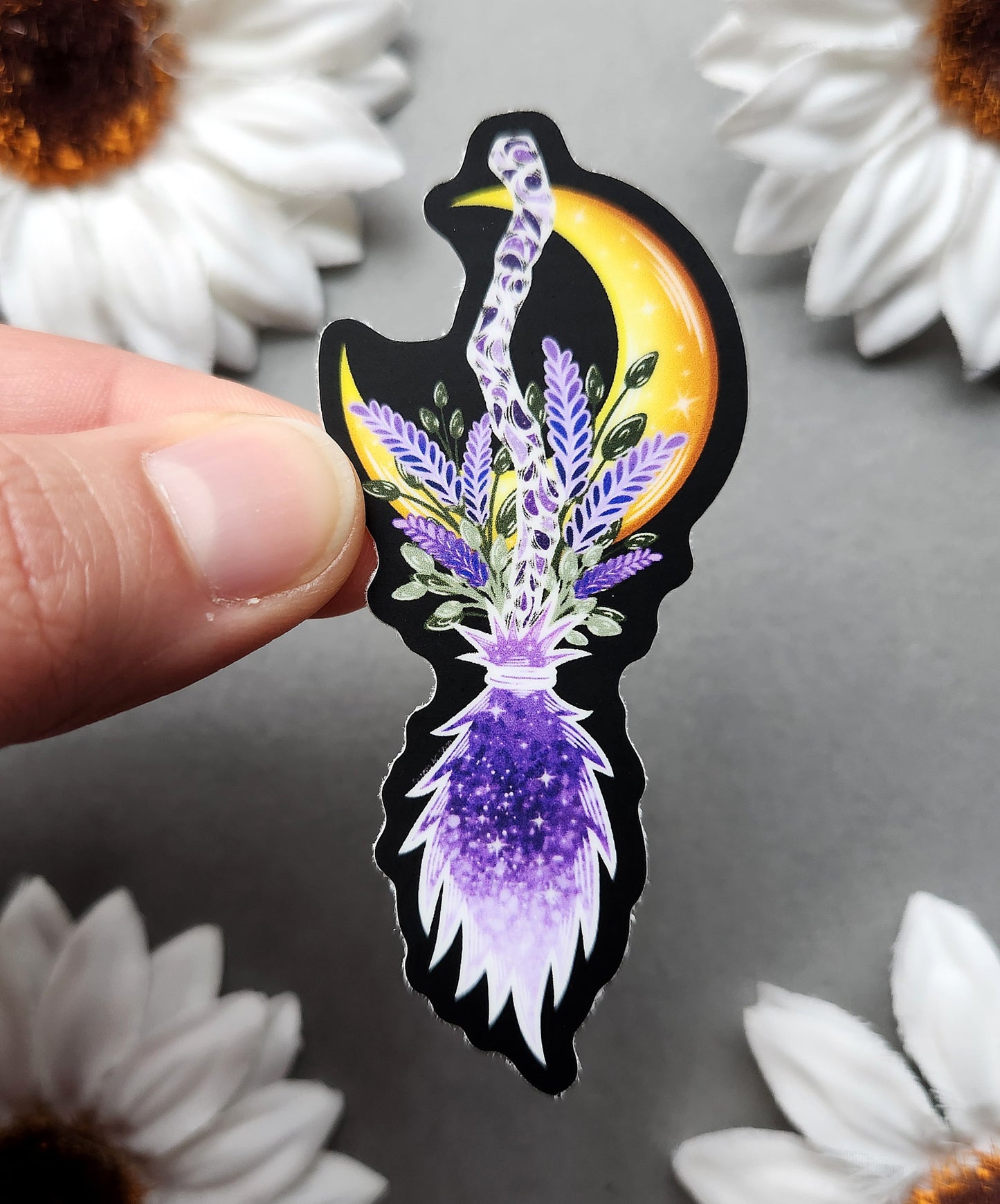 Lavender Broomstick 1.3×3-Inch Matte Sticker