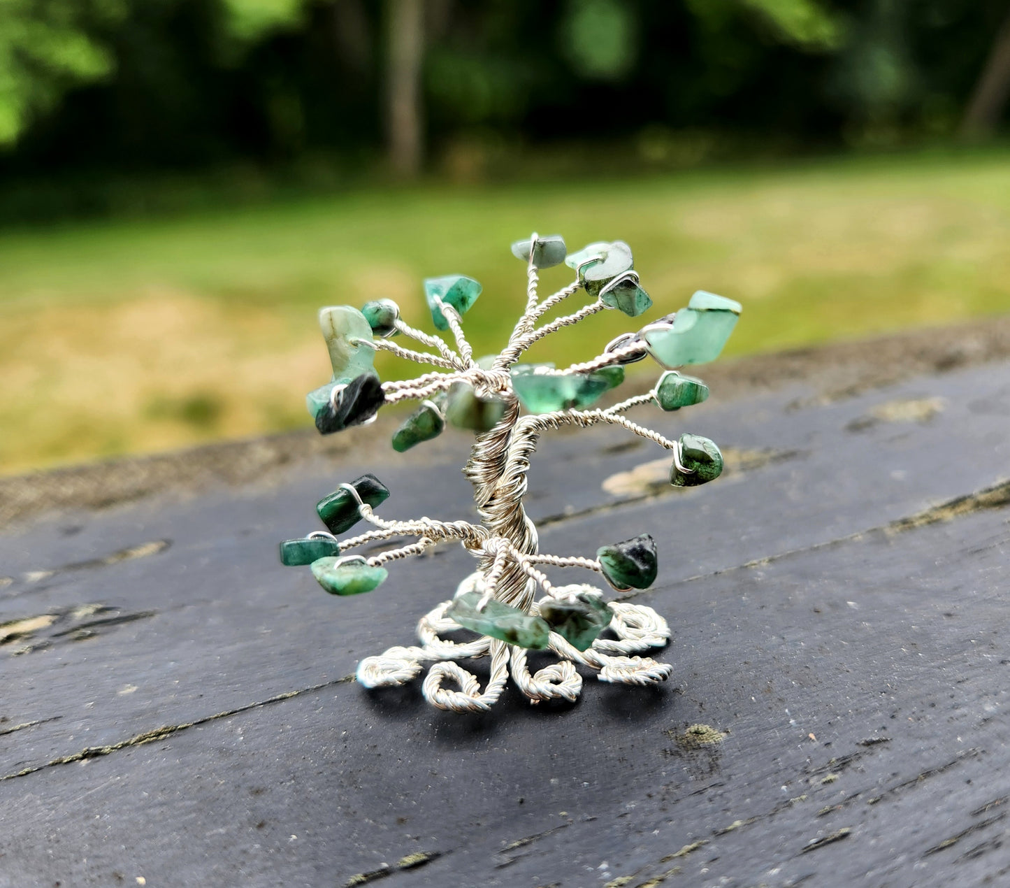 Custom Gemstone Silver Plaited Wire Wrapped Tree