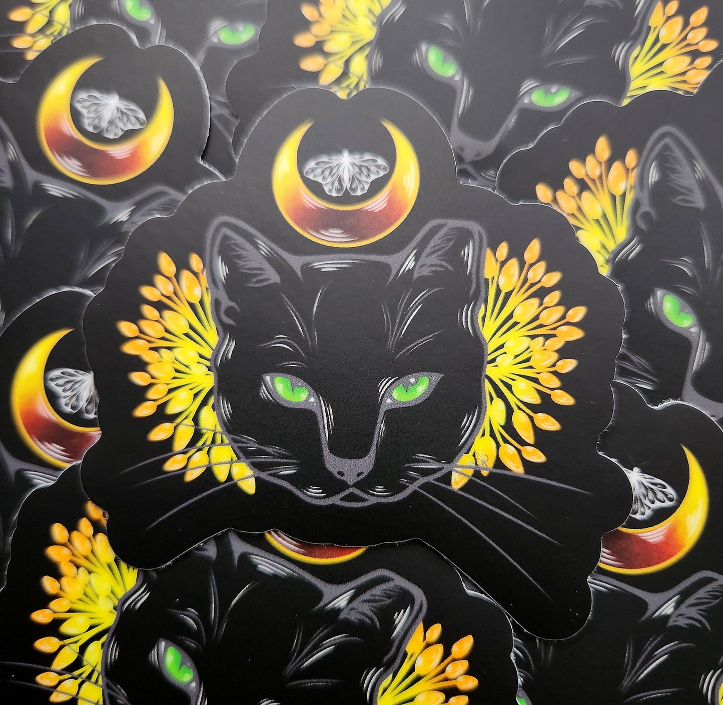 Black Cat With Green Eyes 2.9x3-inch Matte Sticker