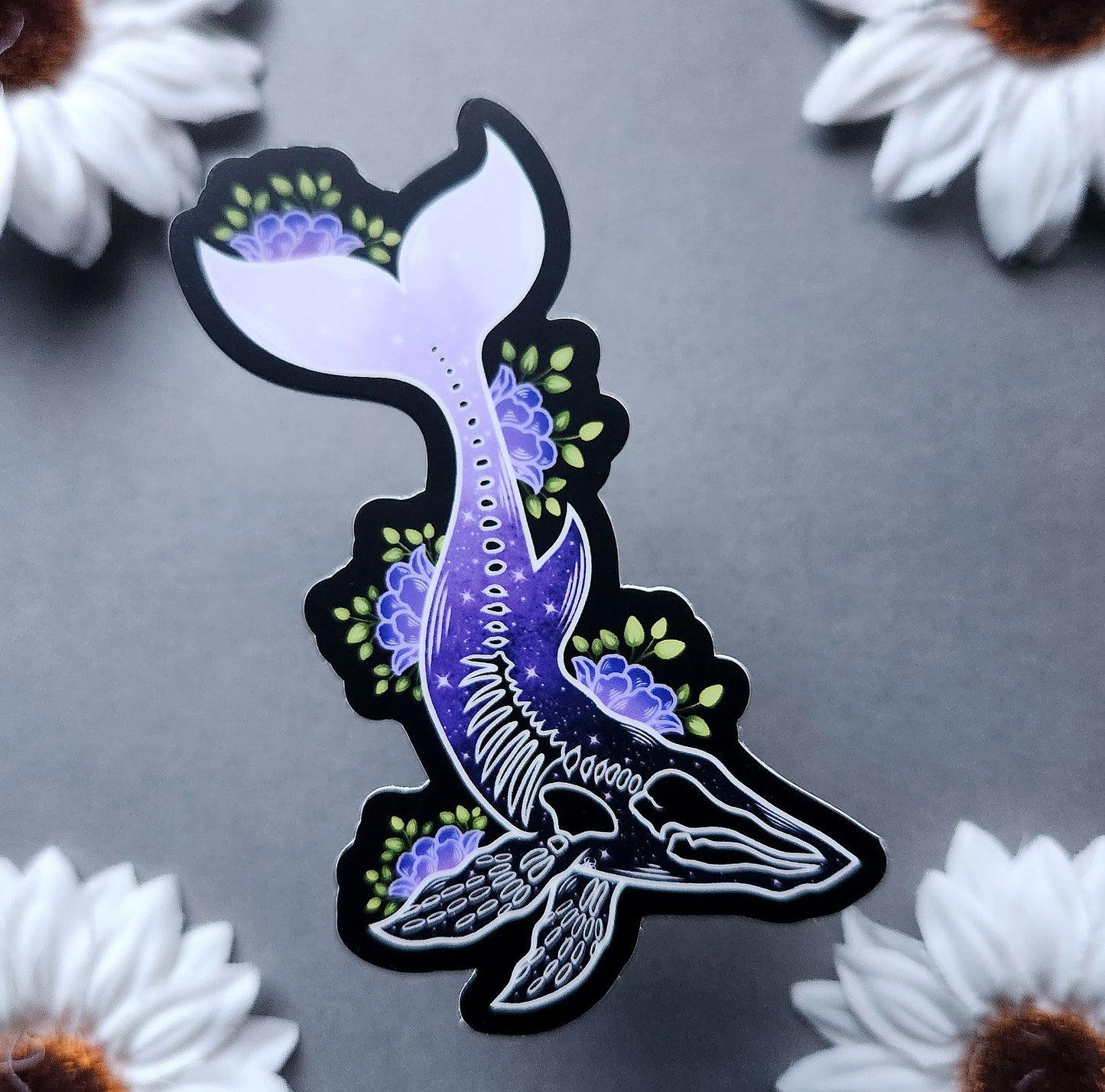 Purple Decaying Whale 3×4-inch Matte Sticker
