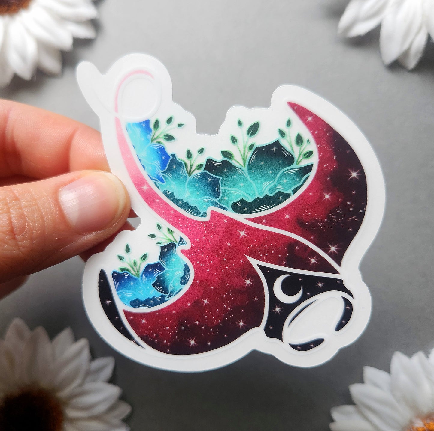 Clear Vinyl Pink Manta Ray 3x3-inch Matte Sticker