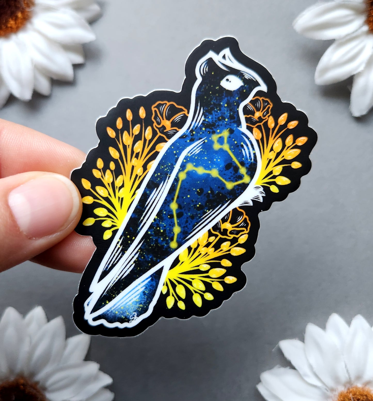Stargazing Dragon Bird 2.5x3-inch Matte Sticker