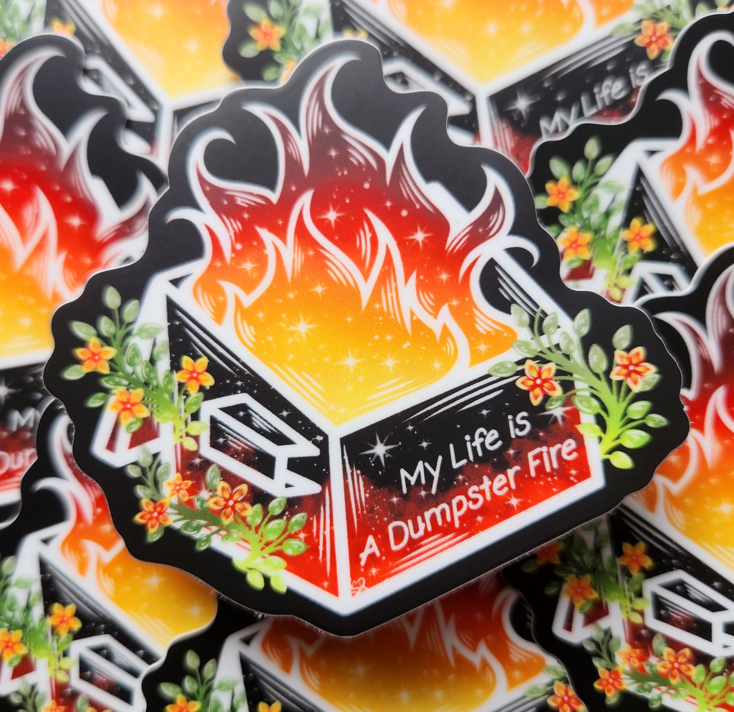Dumpster Fire Sticker 3×2.9-inch Matte Sticker