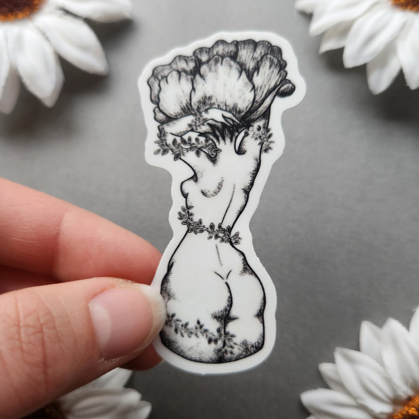 Rose and Thorn Woman Matte 1.4x3-inch Sticker