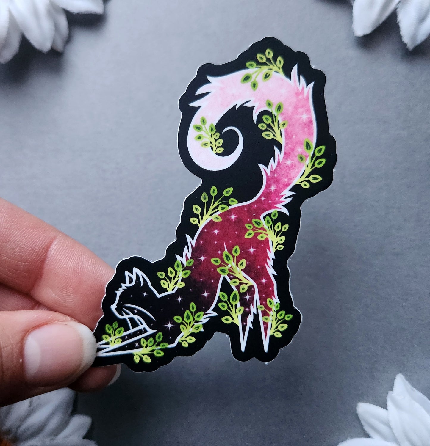 Stretching Galaxy Cat 2.5x3-inch Matte Sticker