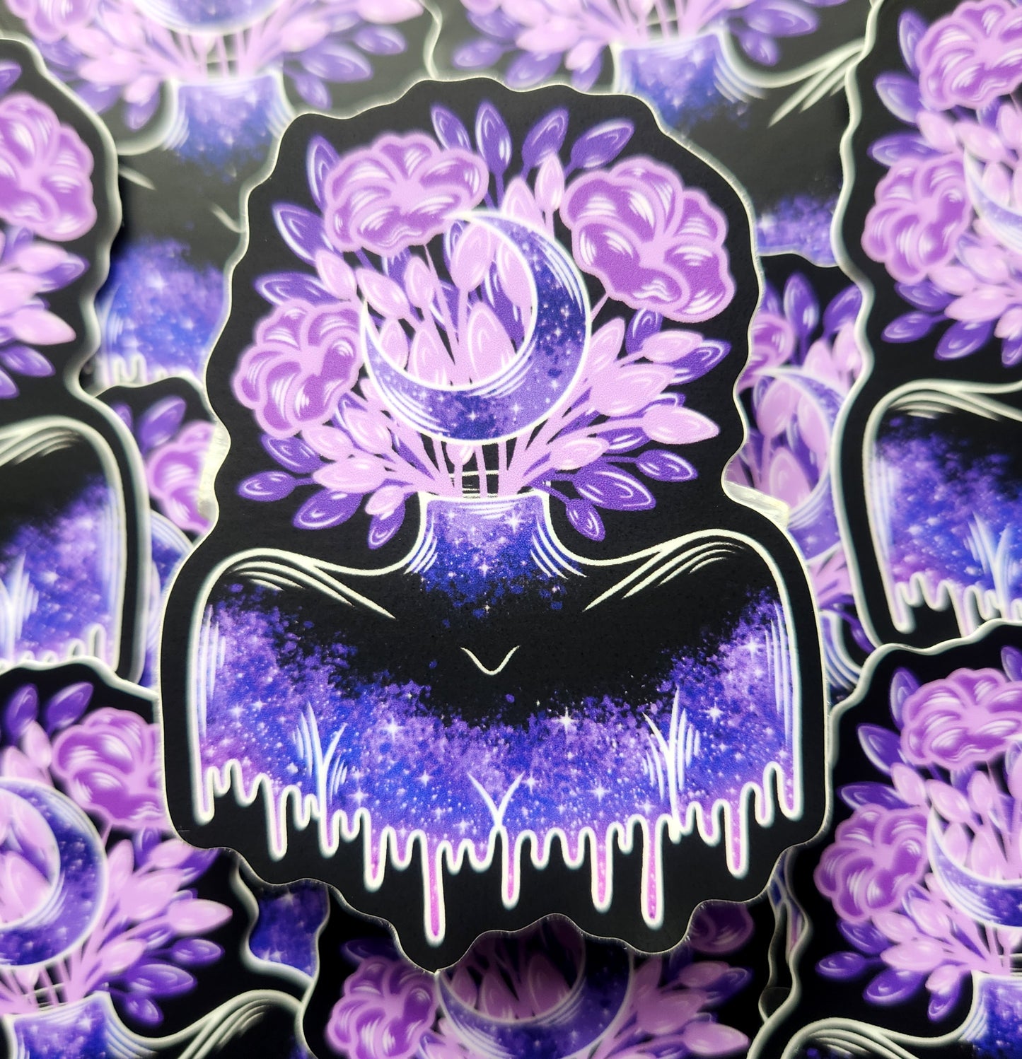 Moon and Flower Bouquet Woman 2.3x3-inch Matte Sticker