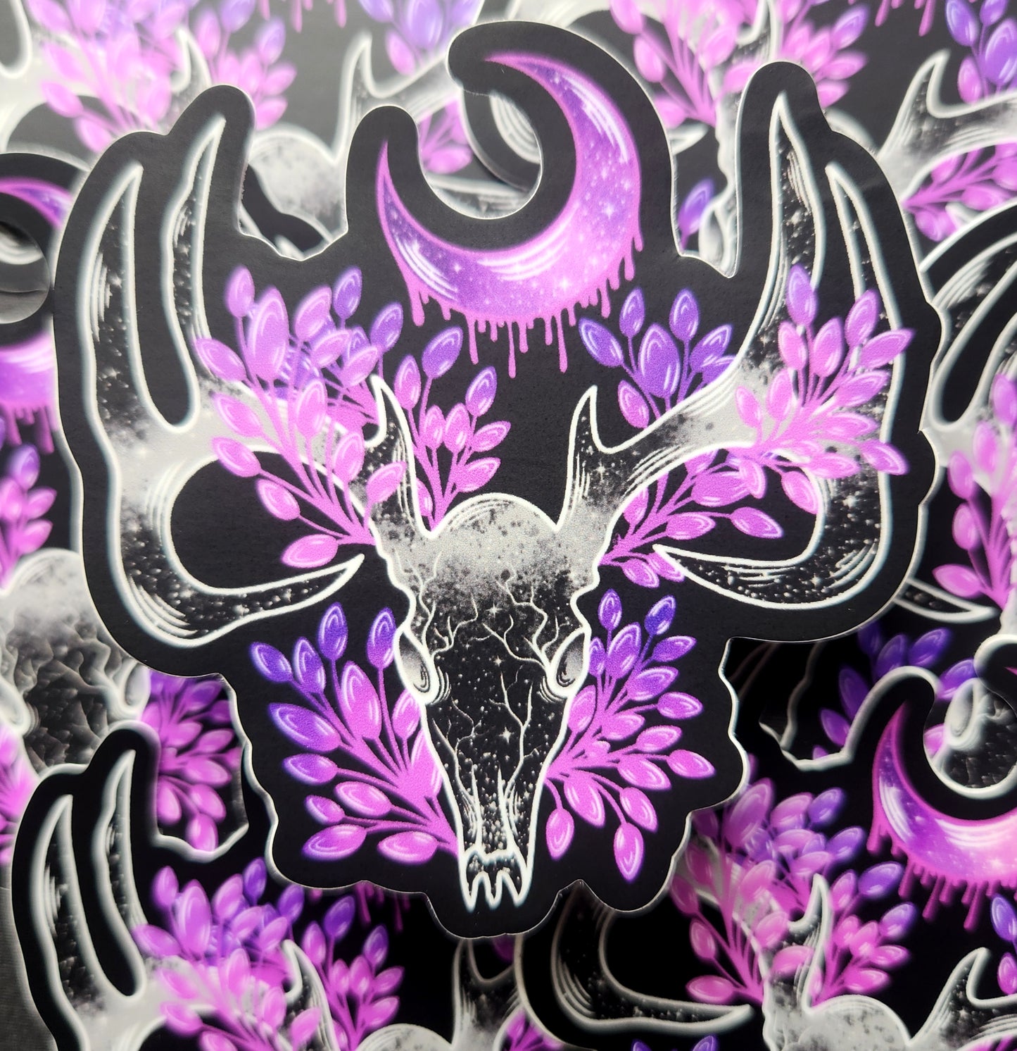 Deer Skull with Bleeding Moon Matte 2.9x3-inch Sticker