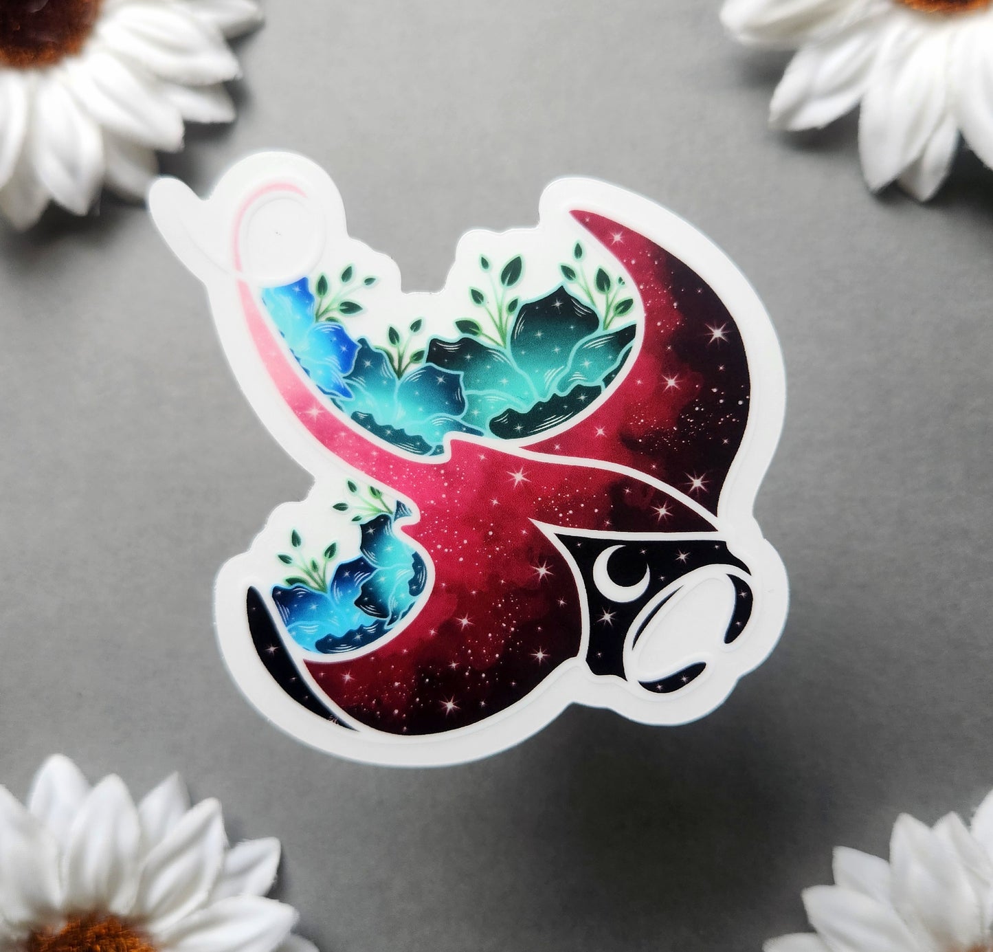 Clear Vinyl Pink Manta Ray 3x3-inch Matte Sticker