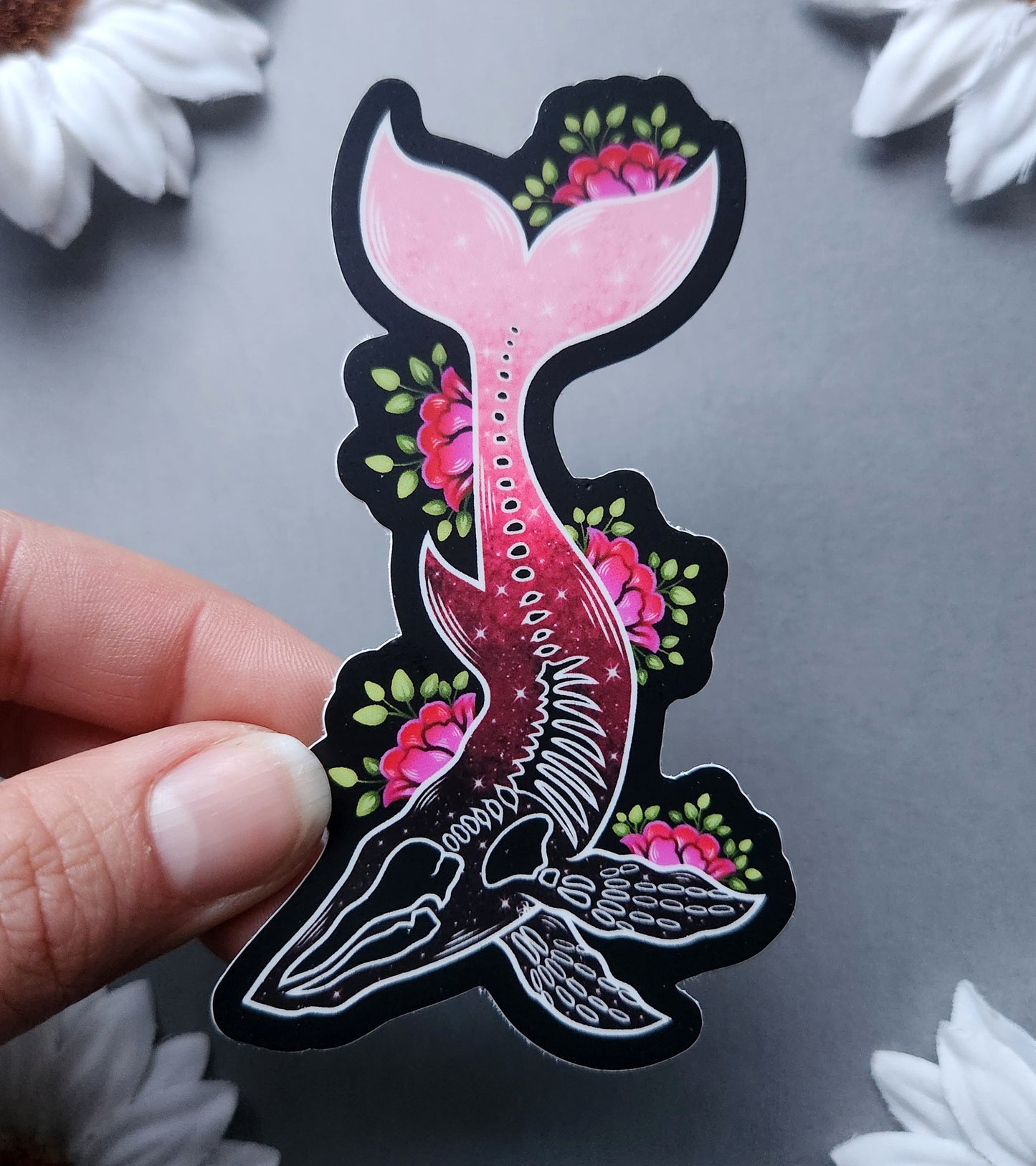 Pink Decaying Whale 3×4-inch Matte Sticker