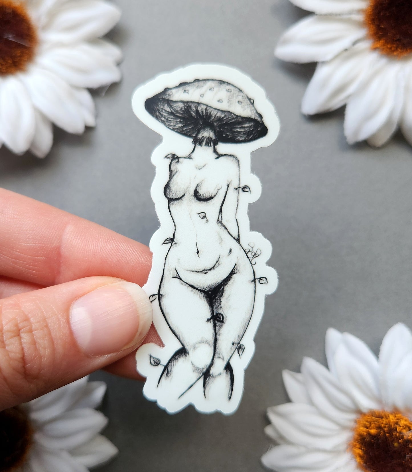 Mushroom Cap Woman Matte 1.3x3-inch Sticker
