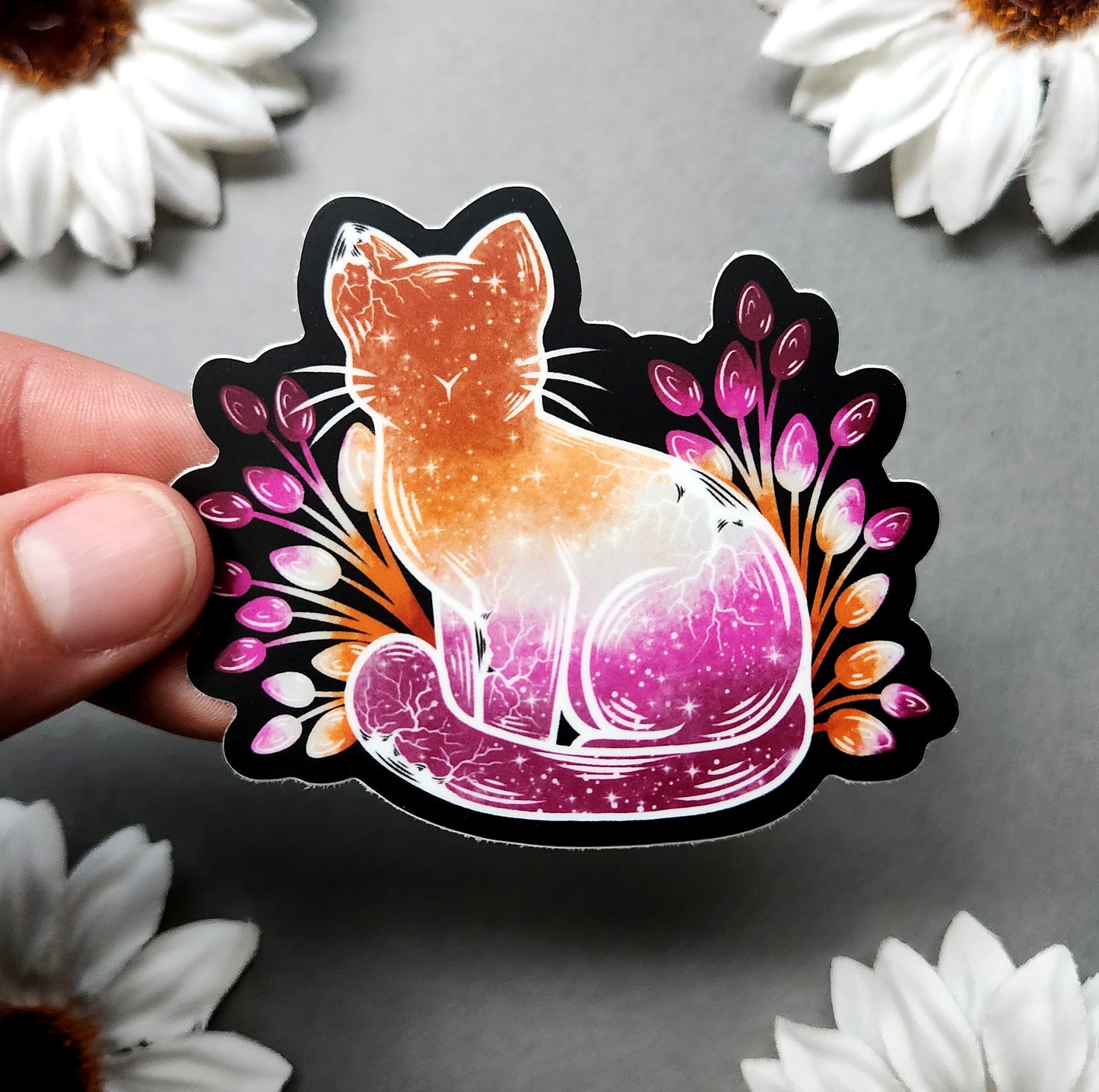 Lesbian Galaxy Cat Matte 3x2.6-inch Sticker