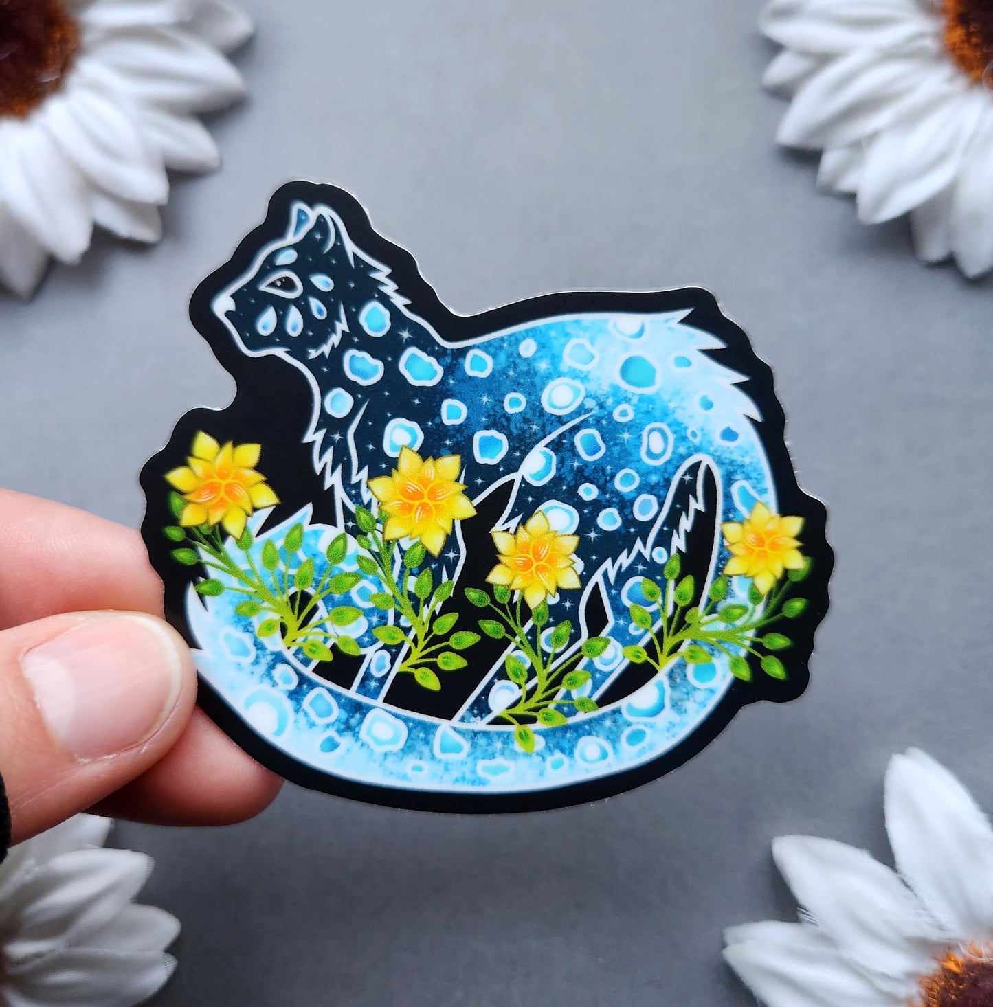 Poinsettia Snow Leopard 3×2.6-inch Matte Sticker