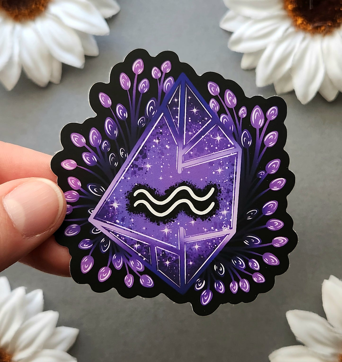 Amethyst Aquarius Zodiac 2.9x3-inch Matte Sticker