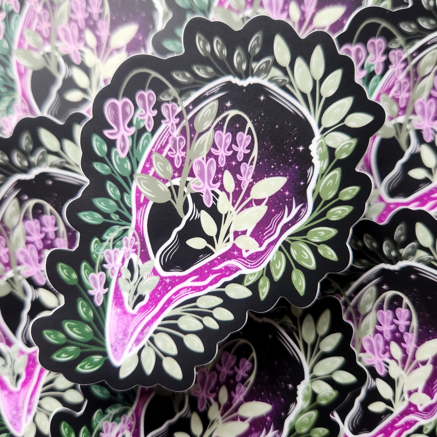 Crow Skull With Bleeding Hearts 2.9x3-inch Matte Sticker