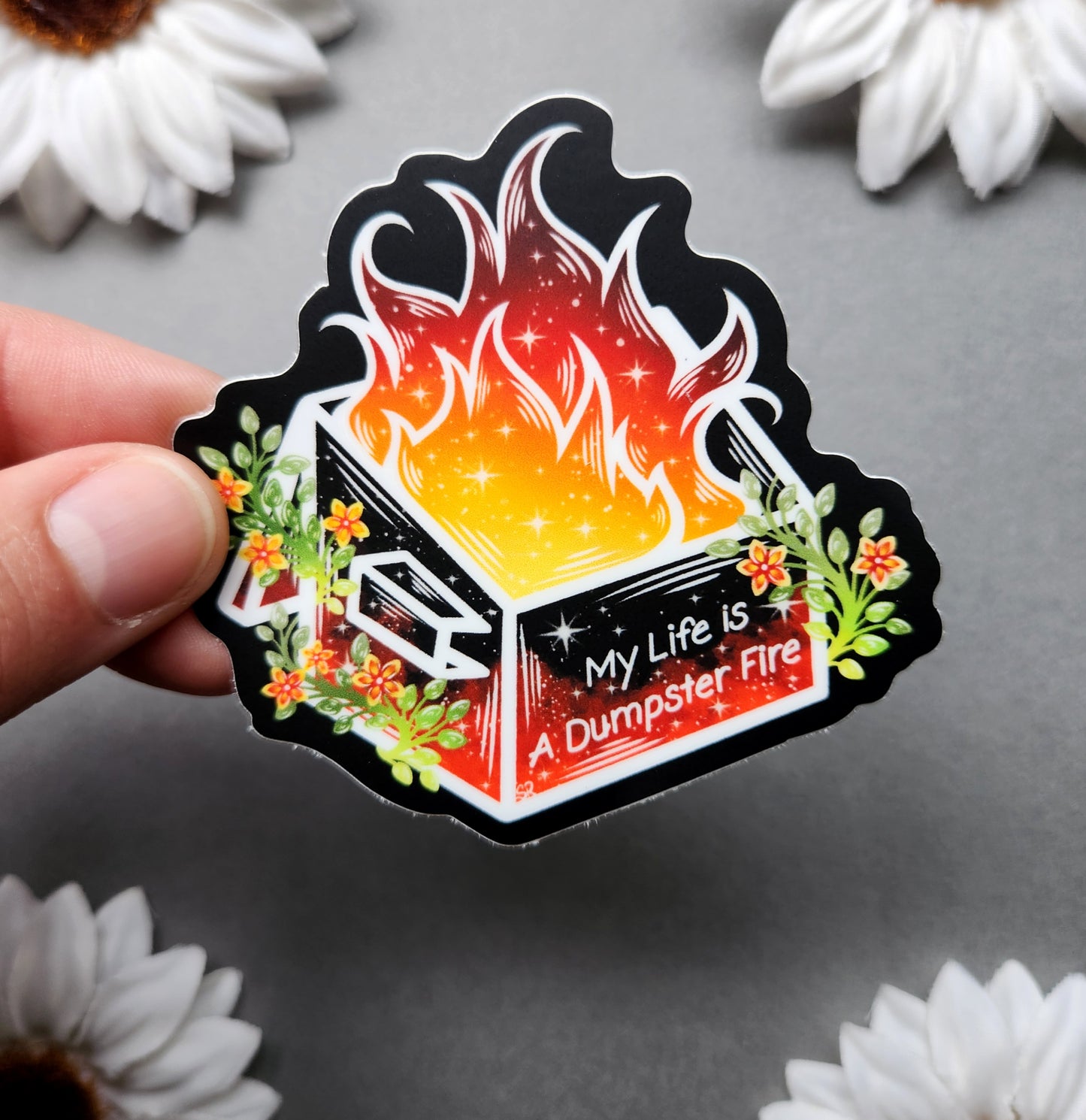 Dumpster Fire Sticker 3×2.9-inch Matte Sticker