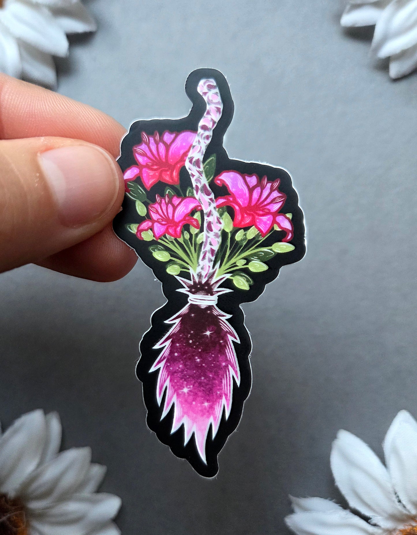 Lilly Broomstick 1.4×3-Inch Matte Sticker