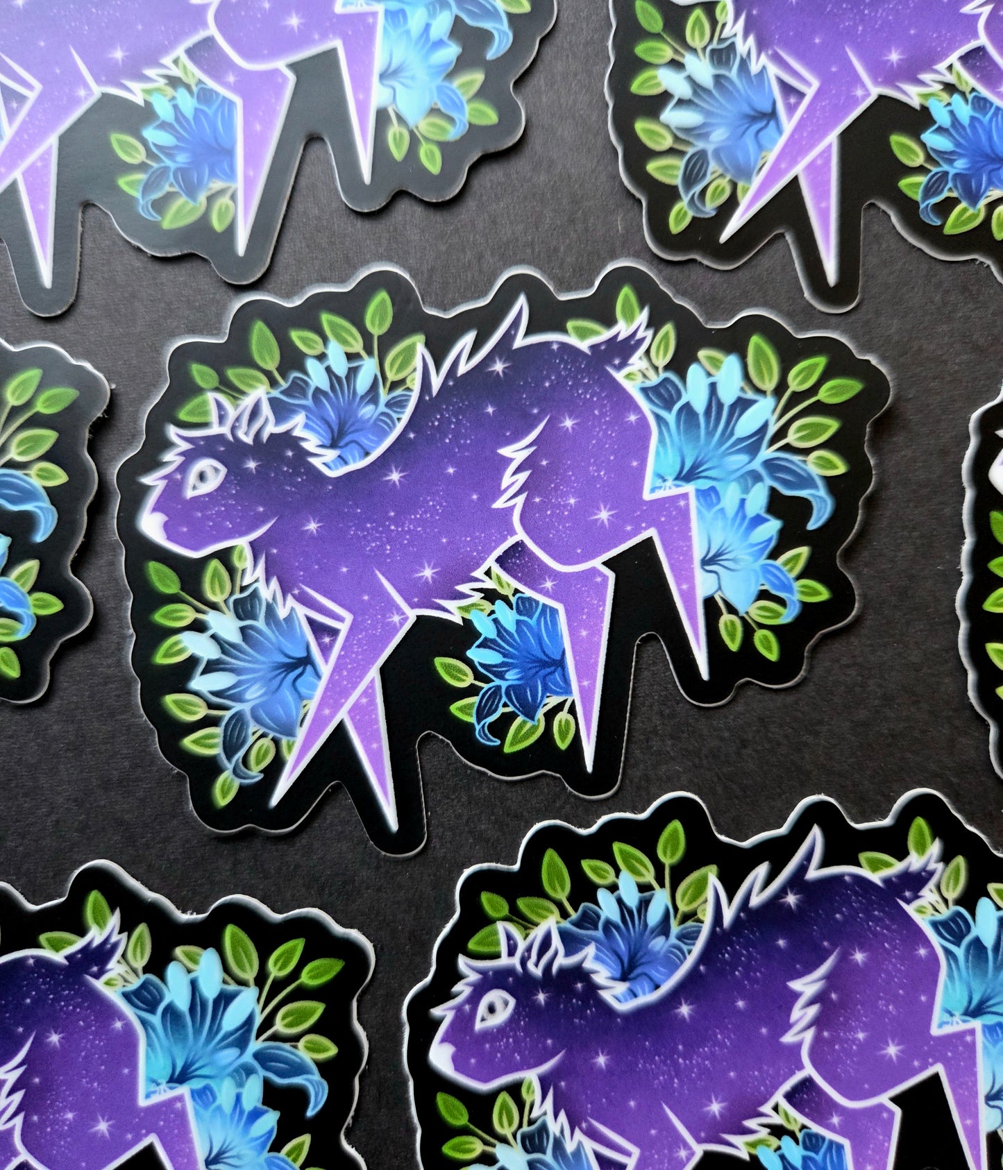 Purple Capybara and Lilies Will it Stick Leg 3×2.1-inch Matte Sticker
