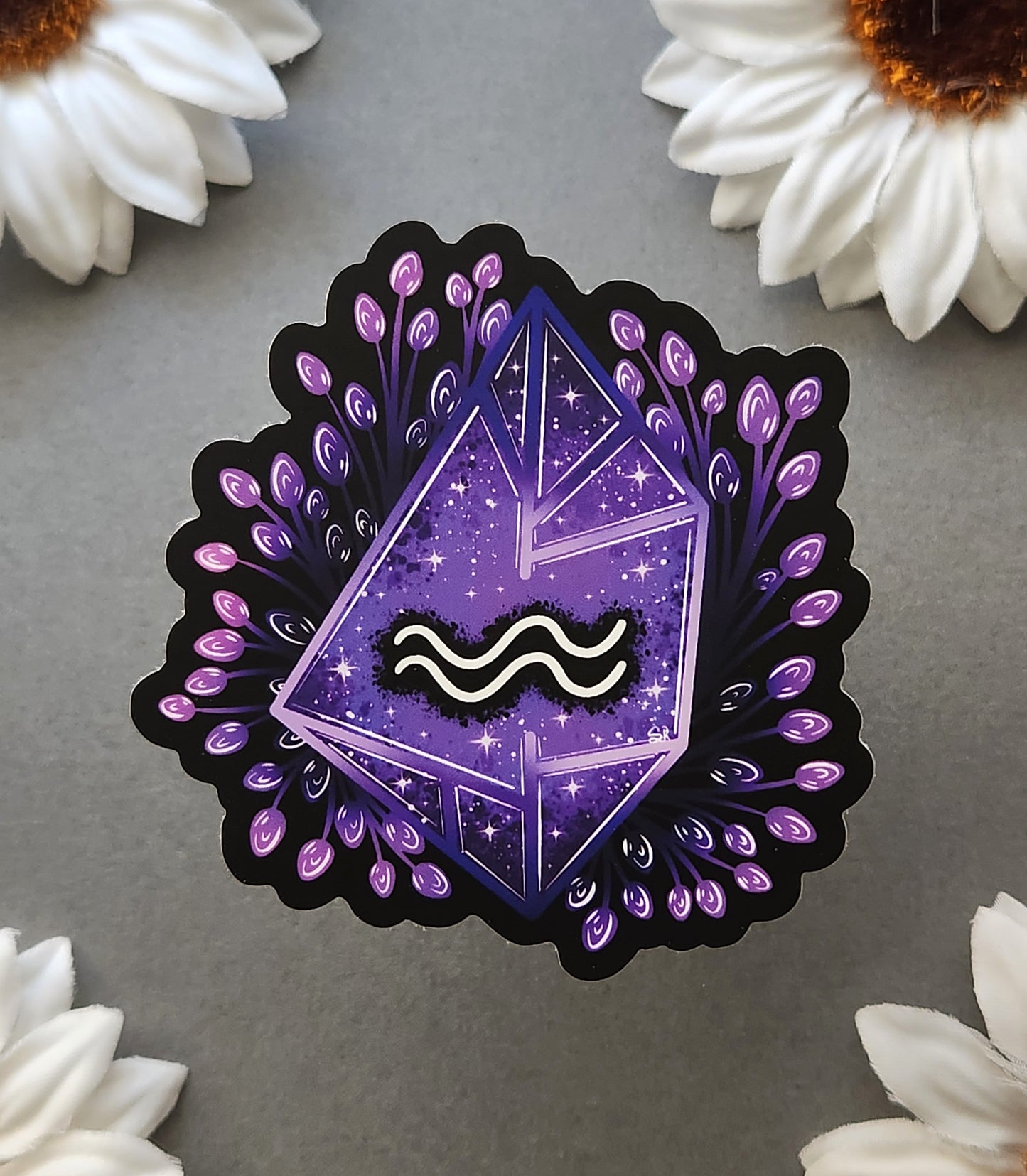 Amethyst Aquarius Zodiac 2.9x3-inch Matte Sticker