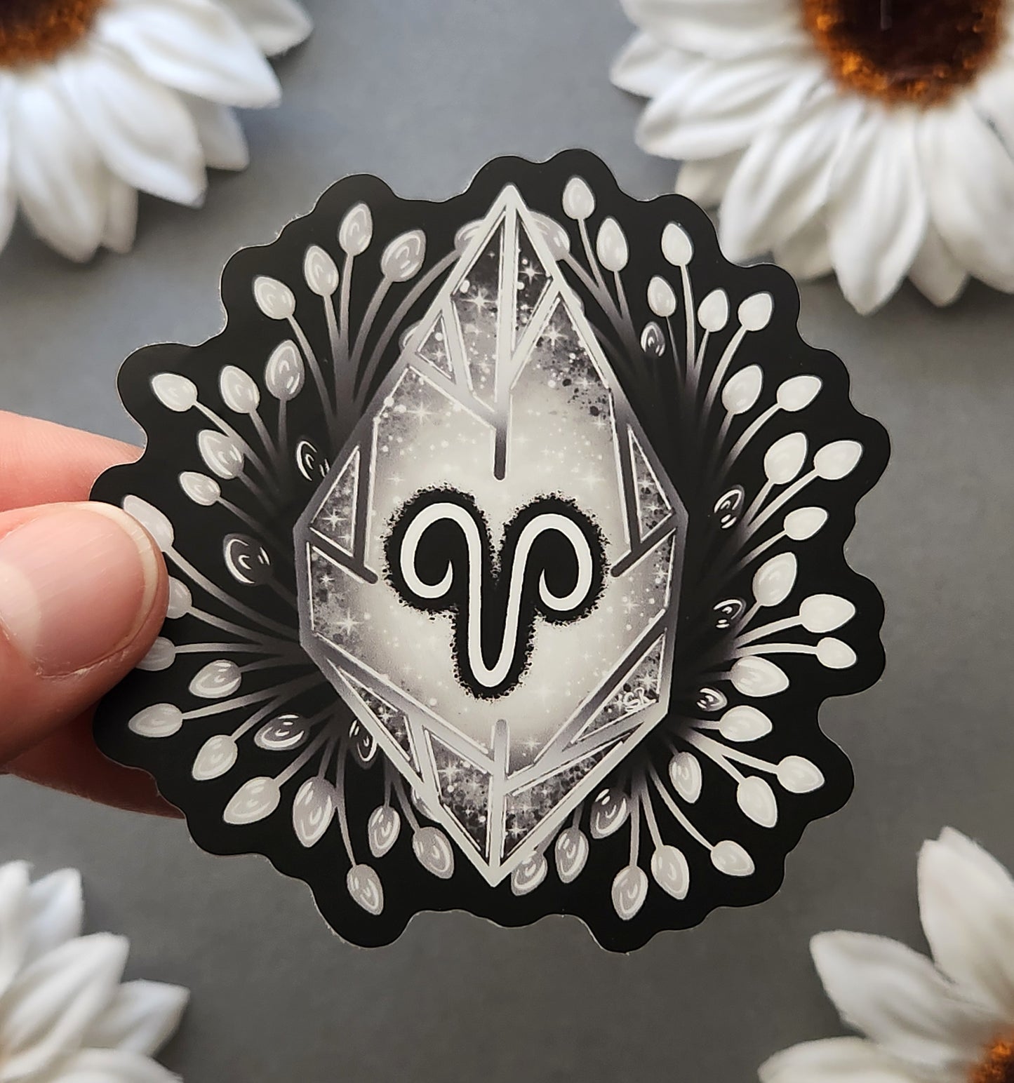Diamond Aries Zodiac 3x3-inch Matte Sticker