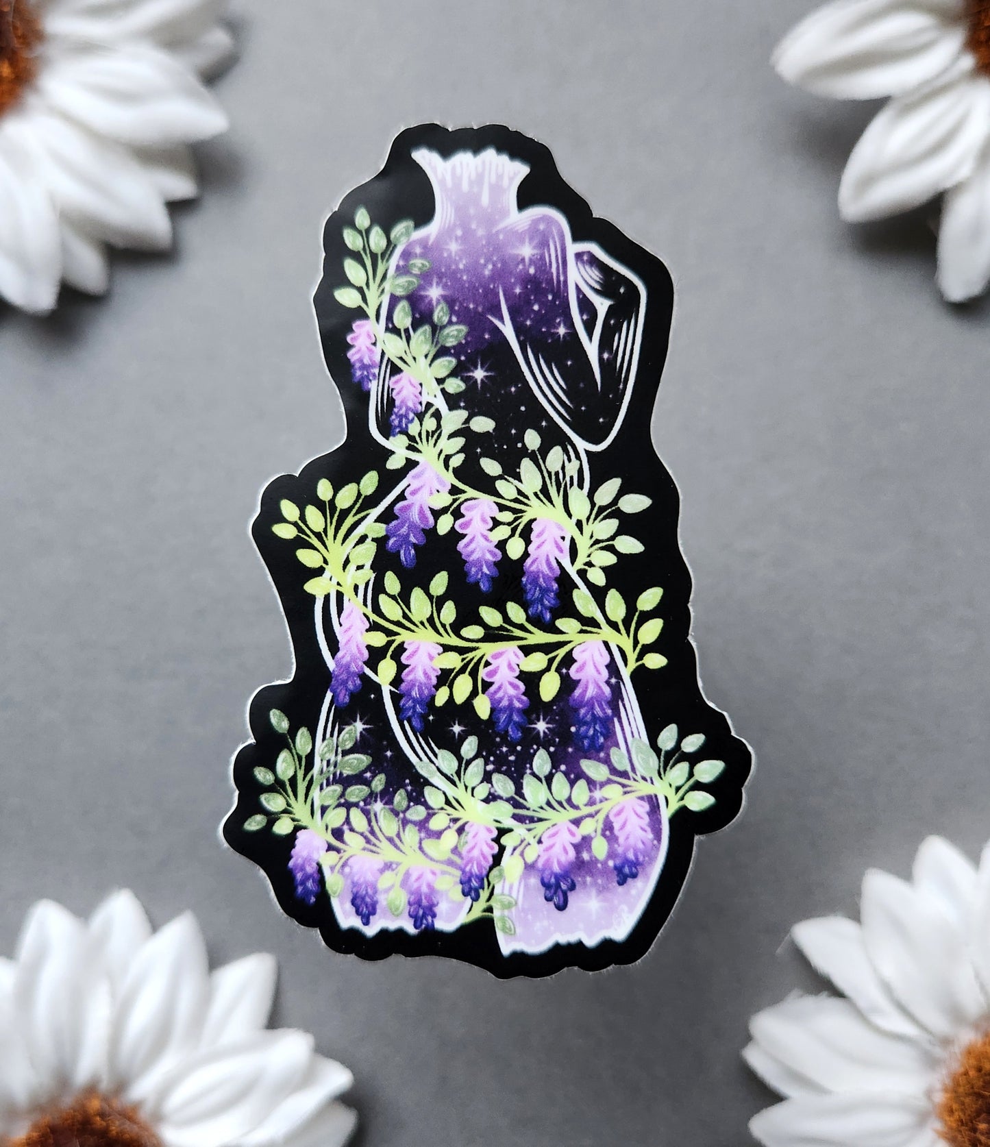 Wisteria Flower Woman 1.9x3-inch Matte Sticker