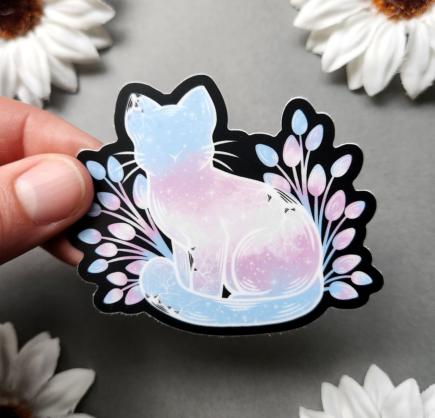 Trans Gender Galaxy Cat Matte 3x2.6-inch Sticker