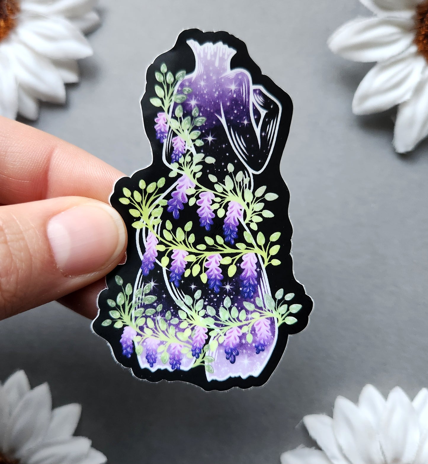 Wisteria Flower Woman 1.9x3-inch Matte Sticker