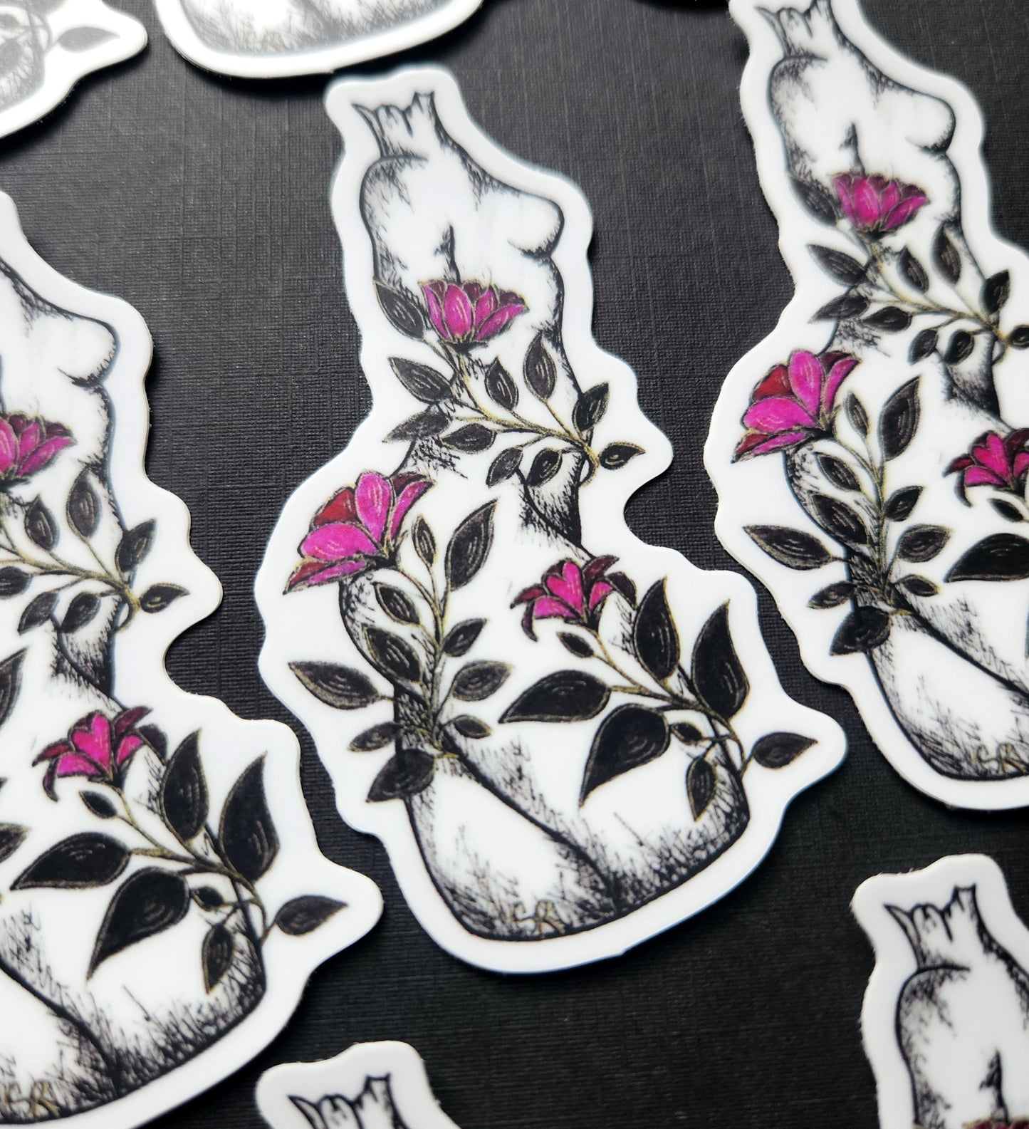 Pink Flower Woman 1.7x3-inch Matte Sticker
