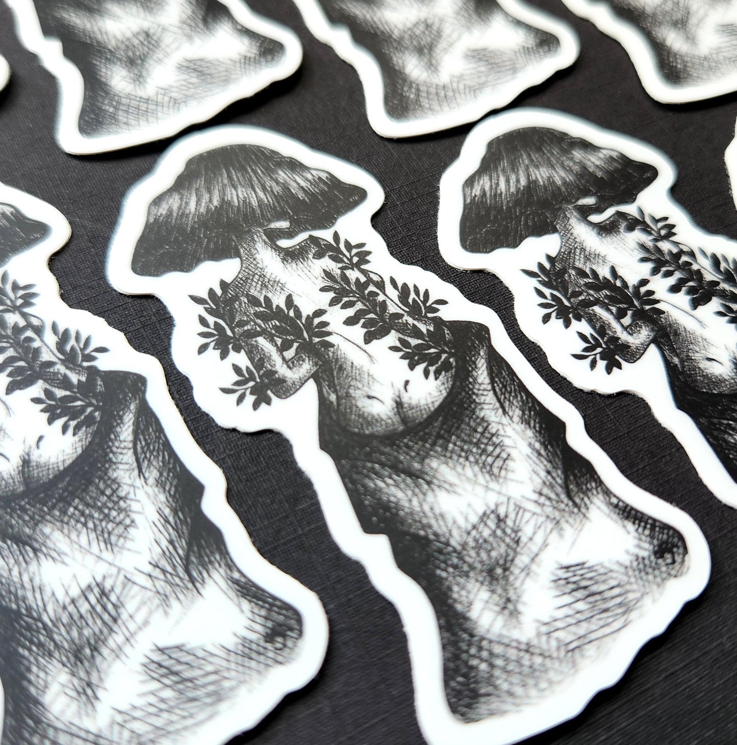 Elegant Mushroom Woman Matte 1.3x3-inch Sticker
