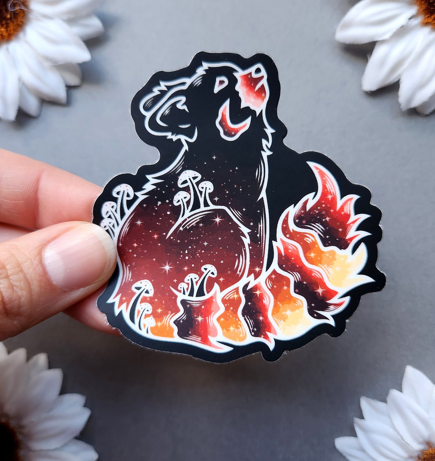 Sunset Red Panda Matte 2.9×3-Inch Sticker