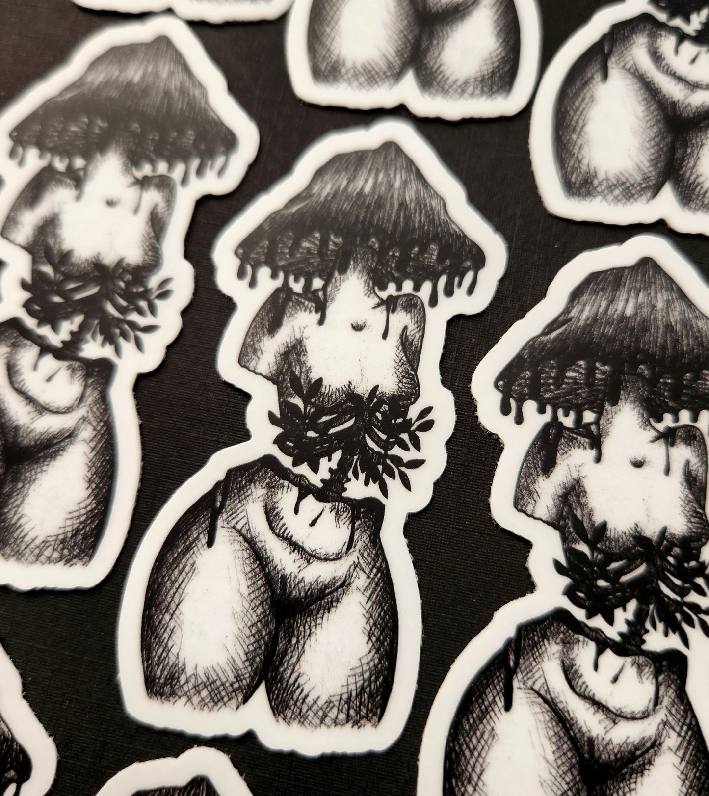 Ribcage Mushroom Woman Matte 1.6x3-inch Sticker