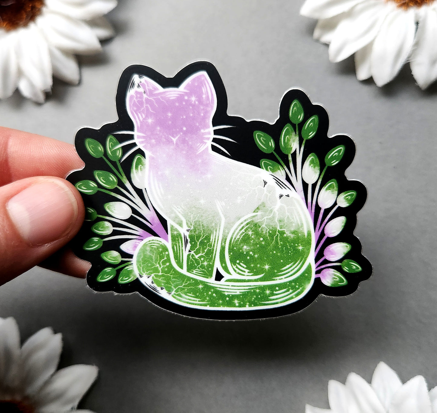 Gender Queer Galaxy Cat Matte 3x2.6-inch Sticker