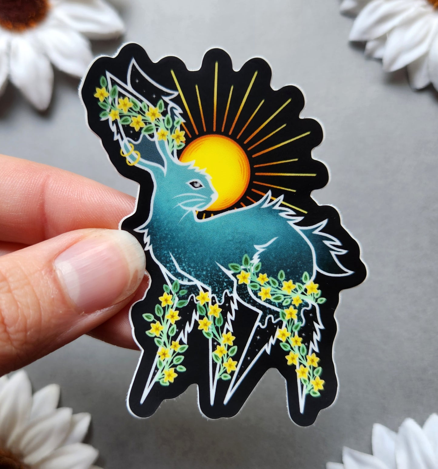 Sunrise Teal Bunny 2.3×3-Inch Matte Sticker