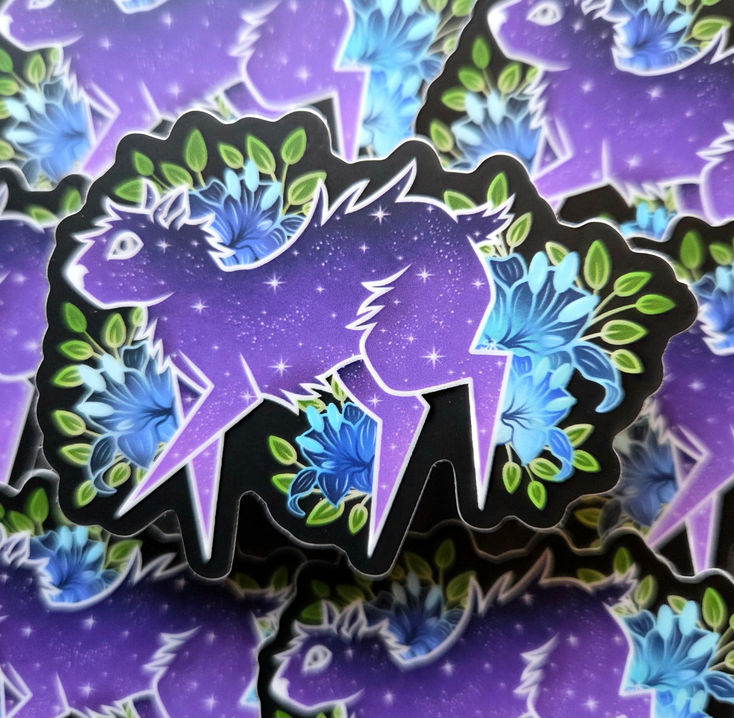 Purple Capybara and Lilies Will it Stick Leg 3×2.1-inch Matte Sticker
