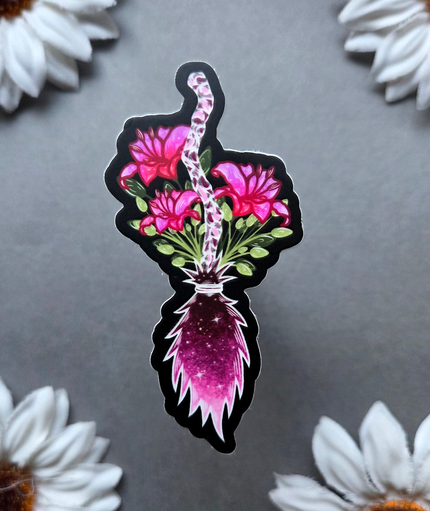 Lilly Broomstick 1.4×3-Inch Matte Sticker