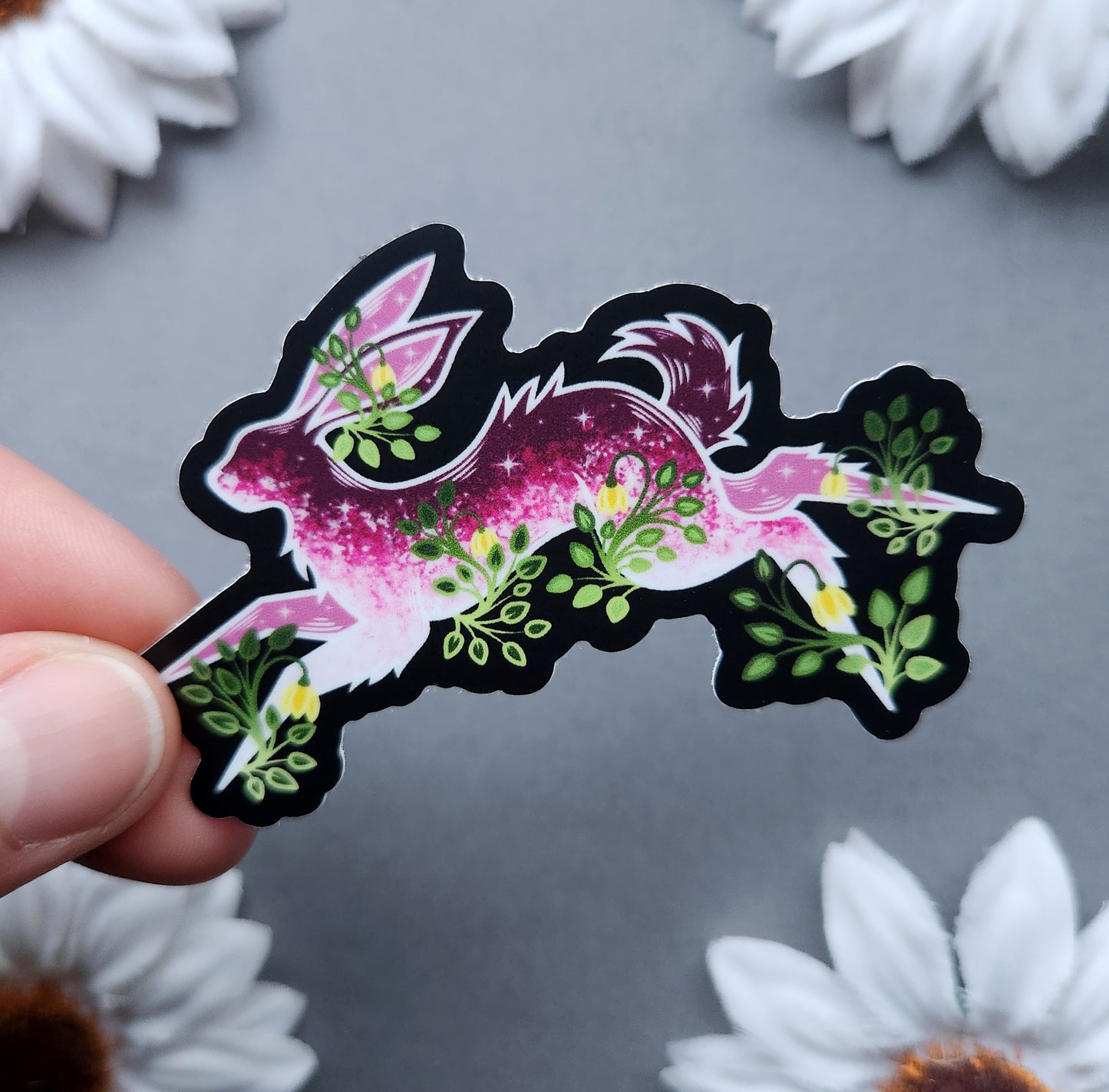 Yellow Snow Drop Jumping Bunny 3×2-Inch Matte Sticker