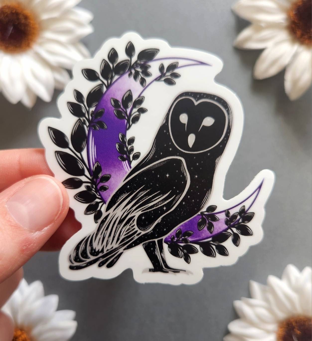 Galaxy Owl with Half Moon Matte 2.8x3-inch sticker