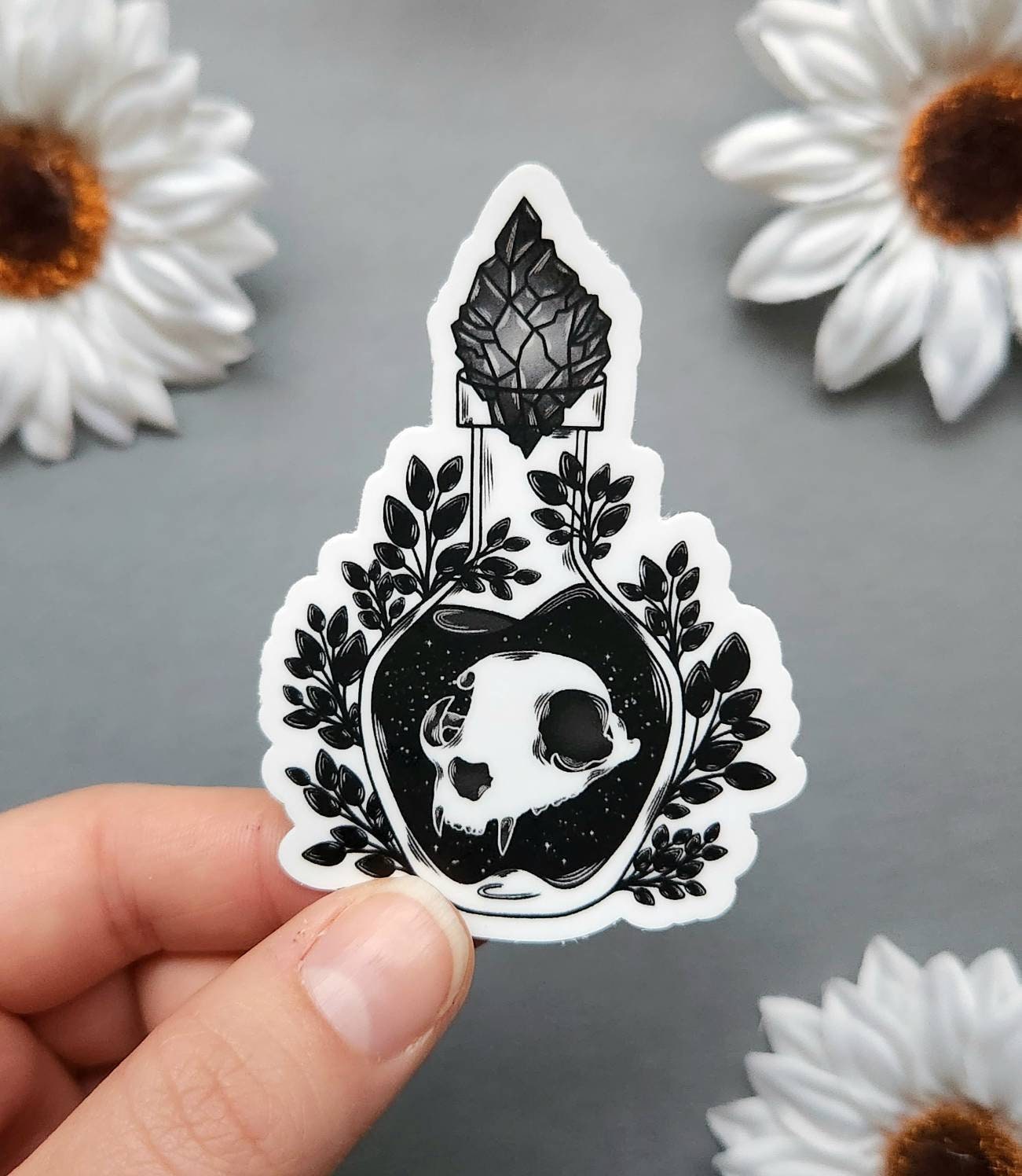 Cat Skull Spell Jar Matte 2.2x3-inch Sticker