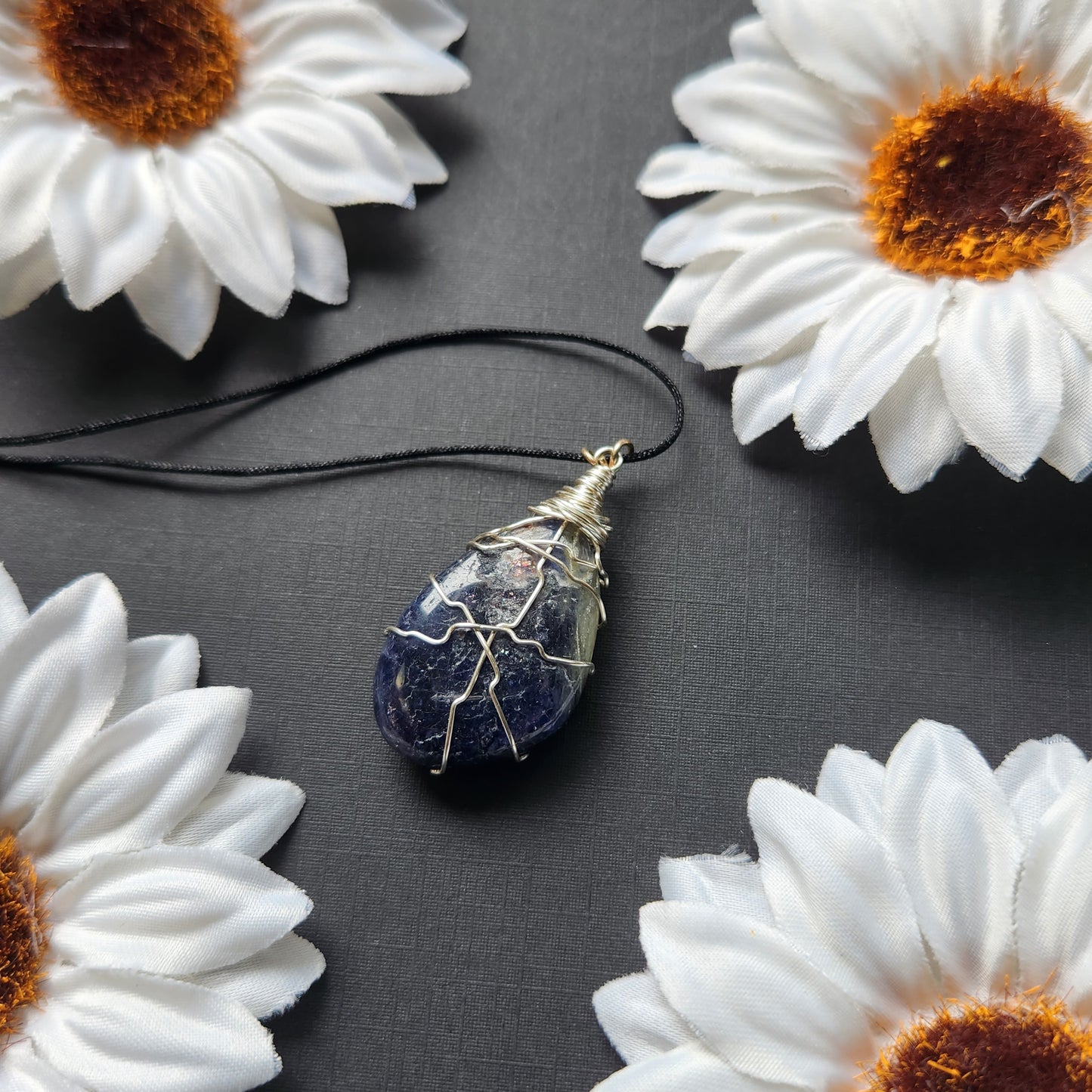 Iolite Wire Wrapped Pendant