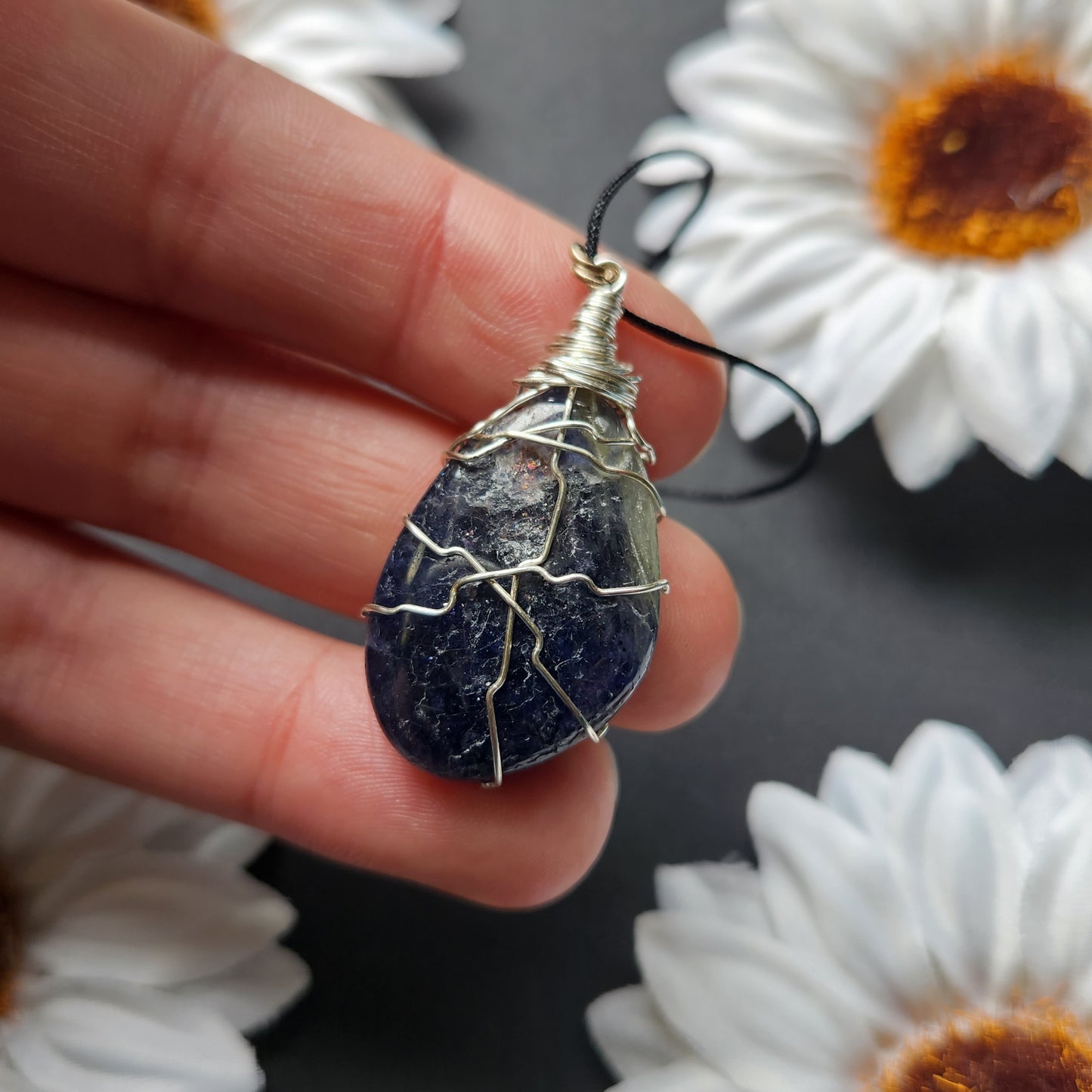 Iolite Wire Wrapped Pendant